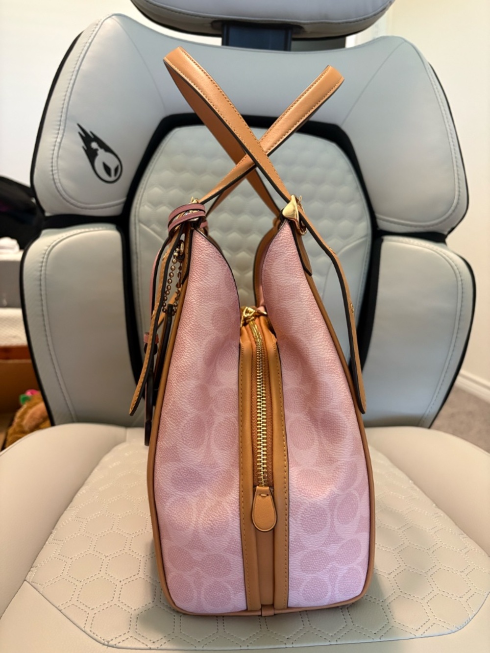 Powder Pink Coach Outlet Erin Shoulder Bag In Signature Canvas With Charms - Picture 3 of 8